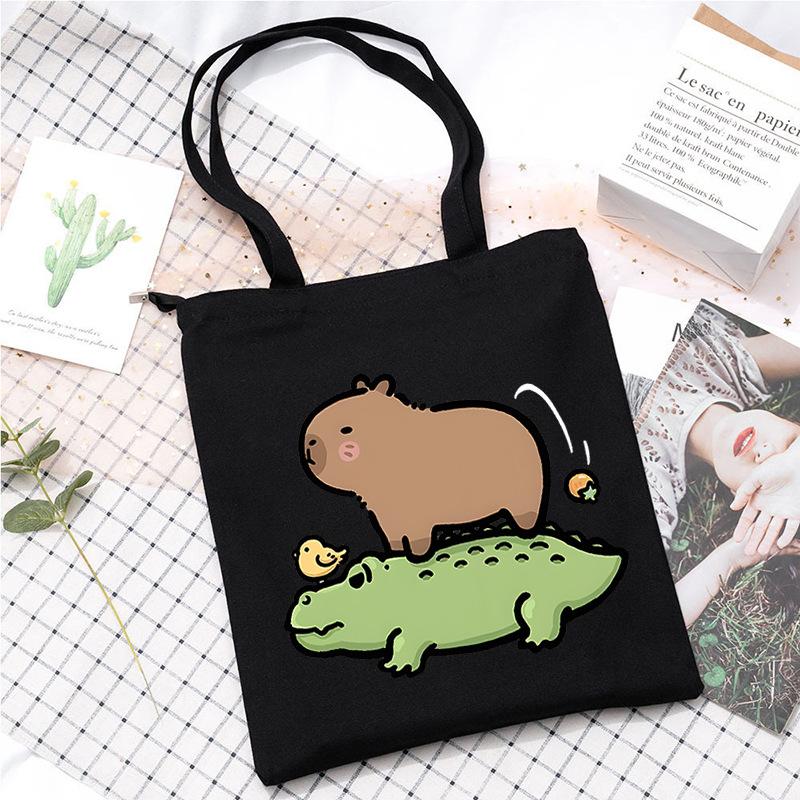 Cute Cartoon Animation Handbag Large Capacity Messenger Bag Office Commuter Portable Shoulder Bag Canvas Bag