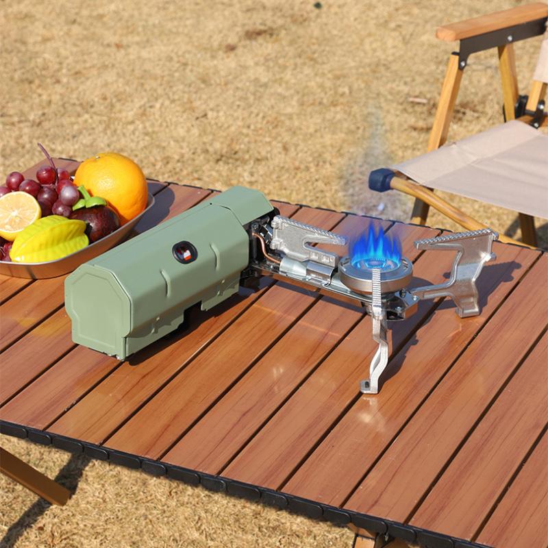 Outdoor Folding Card Stove Portable Camping Stove Household Strong Fire Windproof Gas Tank Gas Card Magnetic Stove