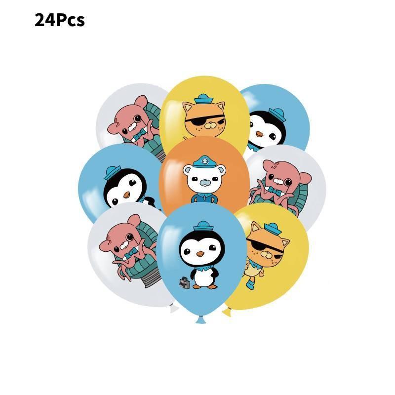 Kolorowy Zestaw Dekoracji Urodzinowych Oktonautów ze Spiralnymi Banerami i Balonami