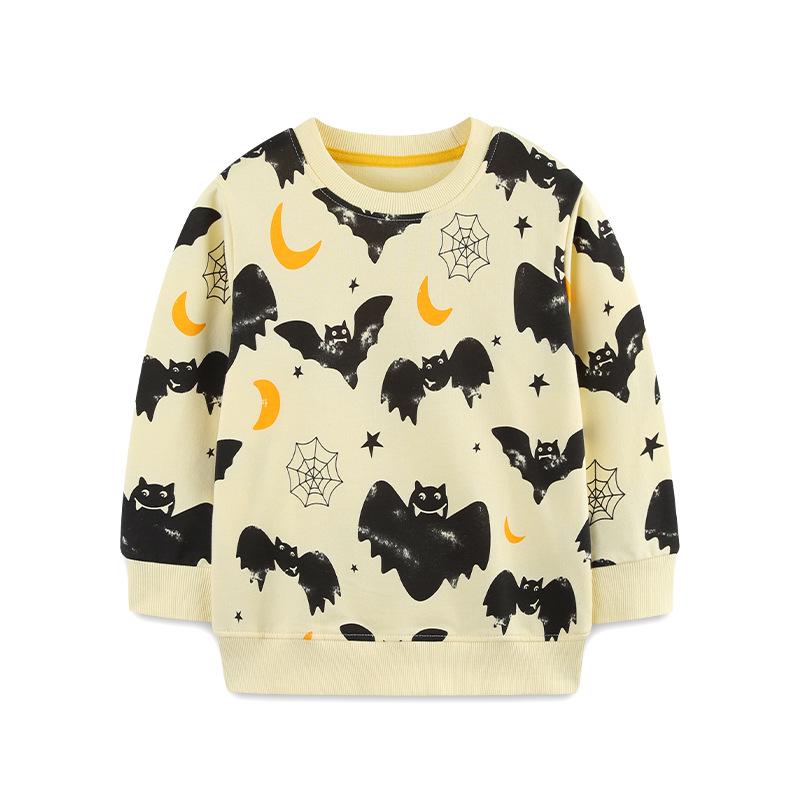 Boys Autumn Halloween Cartoon Print Long Sleeve Sweatshirt - Round Neck Hoodie 7Y (125 cm)