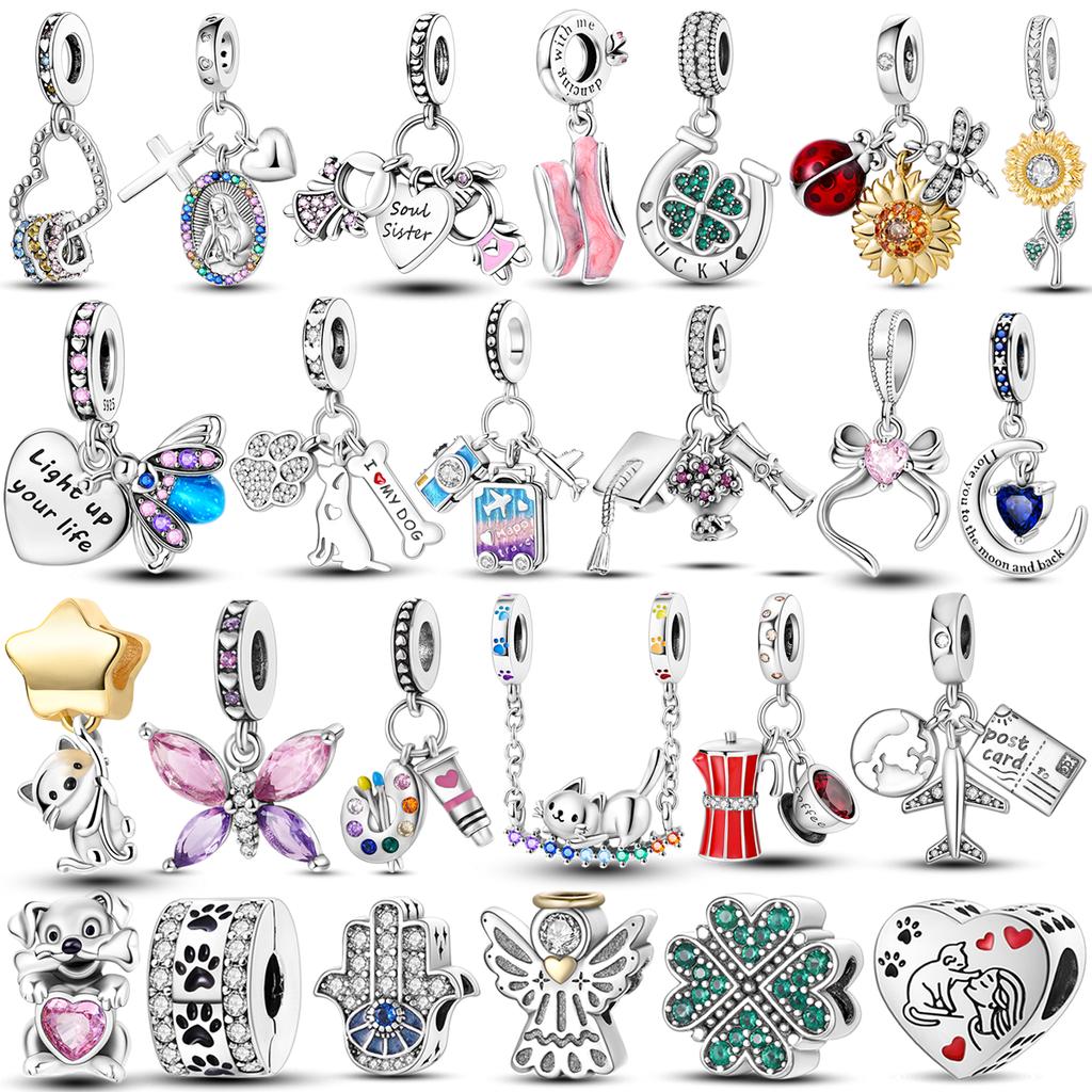 Luminous Firefly Charms Beads Copper Owl Cat Love Dangle Fit Original Pandora Bracelets Diy Jewelry