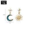 New  Inlaid Zircon Enamel  Moon Sun Asymmetrical Earrings Women Personalized Zircon Beach Holiday