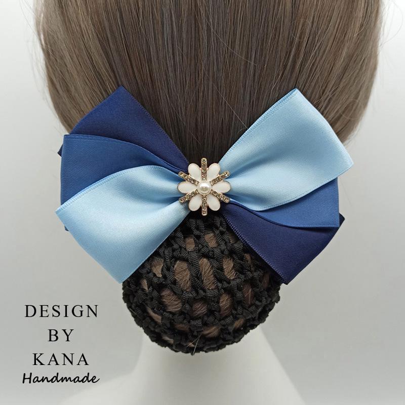 Women's Blue Flower Hair Net & Hairpin for Professionals