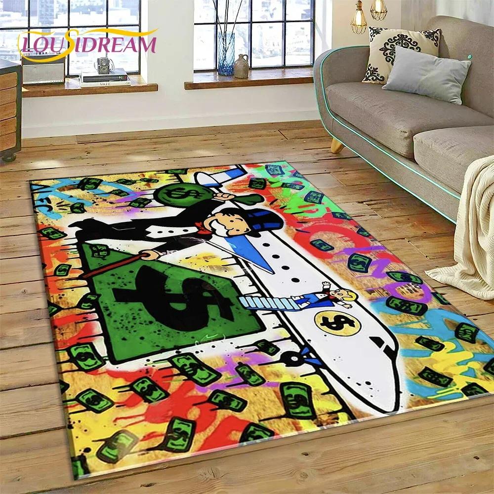 Game Dollar Monopoly Cartoon Money Carpet Rug for Bedroom Living Room Home Sofa Decoration,Children Game Large Decor Floor Mat