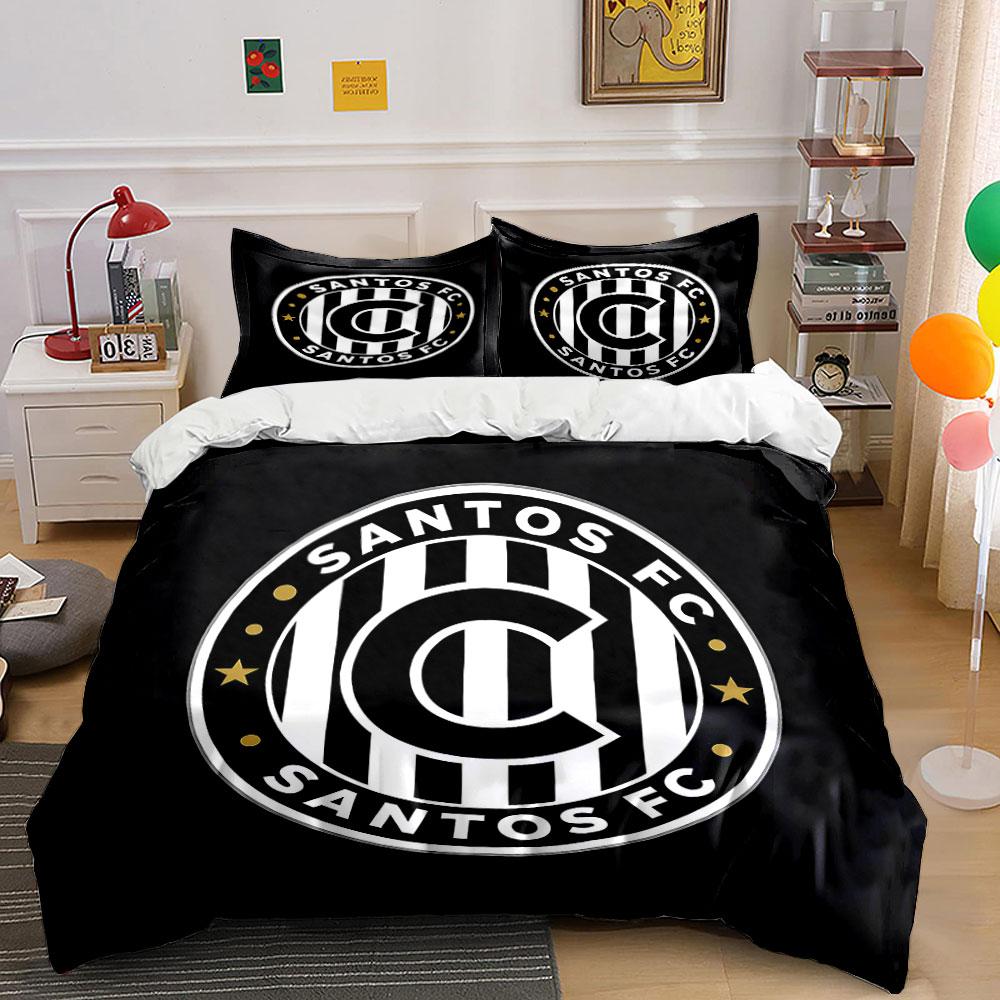Santos FC Logo Bedding Set Bedding Duvet Cover Set Duvet Cover Pillowcases  (1 * Duvet Cover 2 * Pillowcases, without duvet insert) 135x200cm