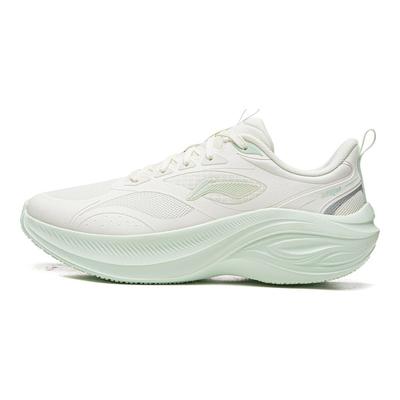 Li Ning Ling Bo V2 Semelle Épaisse Augmentation de la Hauteur Chaussures de Course à Rebond Souple pour Femmes Baskets Blanc Cassé ARSV104-2