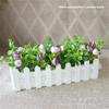 Artificial Flower Set: Wooden Fence & Small Potted Plants for Home Decoration