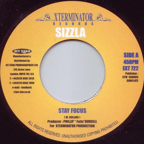 

7inch Record SIZZLA Stay Focus EXT722 Xterminator UK Reggae Ska Dub Used
