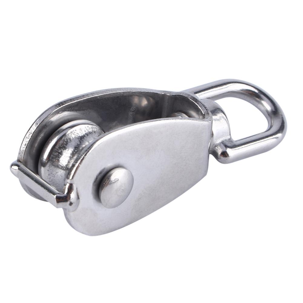 

304 Stainless Steel M15 Single Wheel Pulley Block Lifting Rope, Sturdy, , 360 Degree Rotation, Hvy Duty Use for Hanging Lightweight