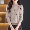 Damski Sweter Wełniany Petite Color Block - Dzianinowy Top z Półgolfem na Jesień/Zimę