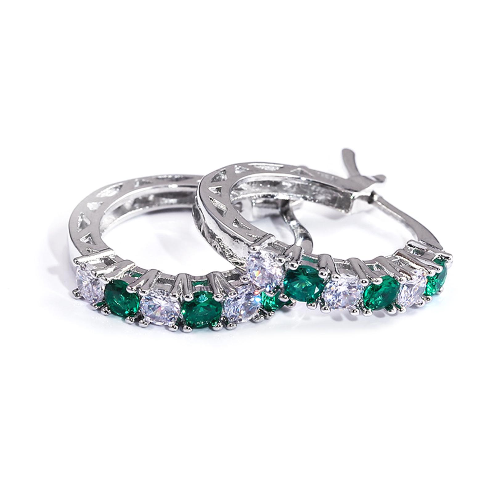 

Elegant Earrings for Women with Colorful Zirconia Stones Unique Ear Clips Perfect for Brides and Special Occasions зелёный