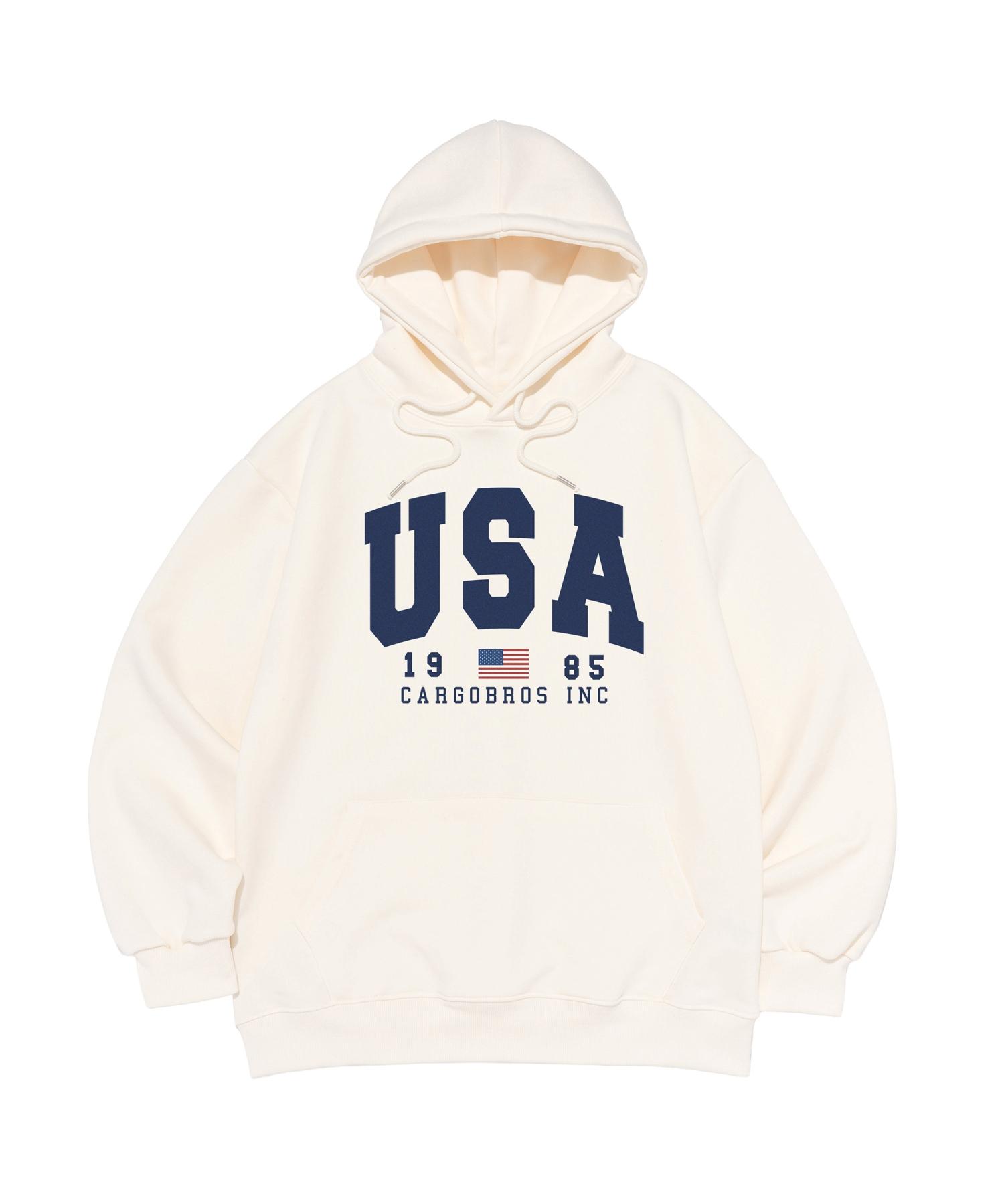 Cargo Bros For Woman American Logo Hoodie (Ivory) S