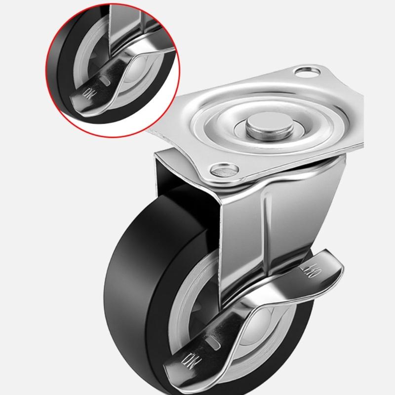14Pcs 1inch PVC Furniture Casters with Brake Universal Heavy Trolley Wheel for Smooth Quiet Movement Easy to Install