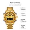 Yashidun Men's Luminous Dual Display Waterproof Quartz Watch with Steel Band