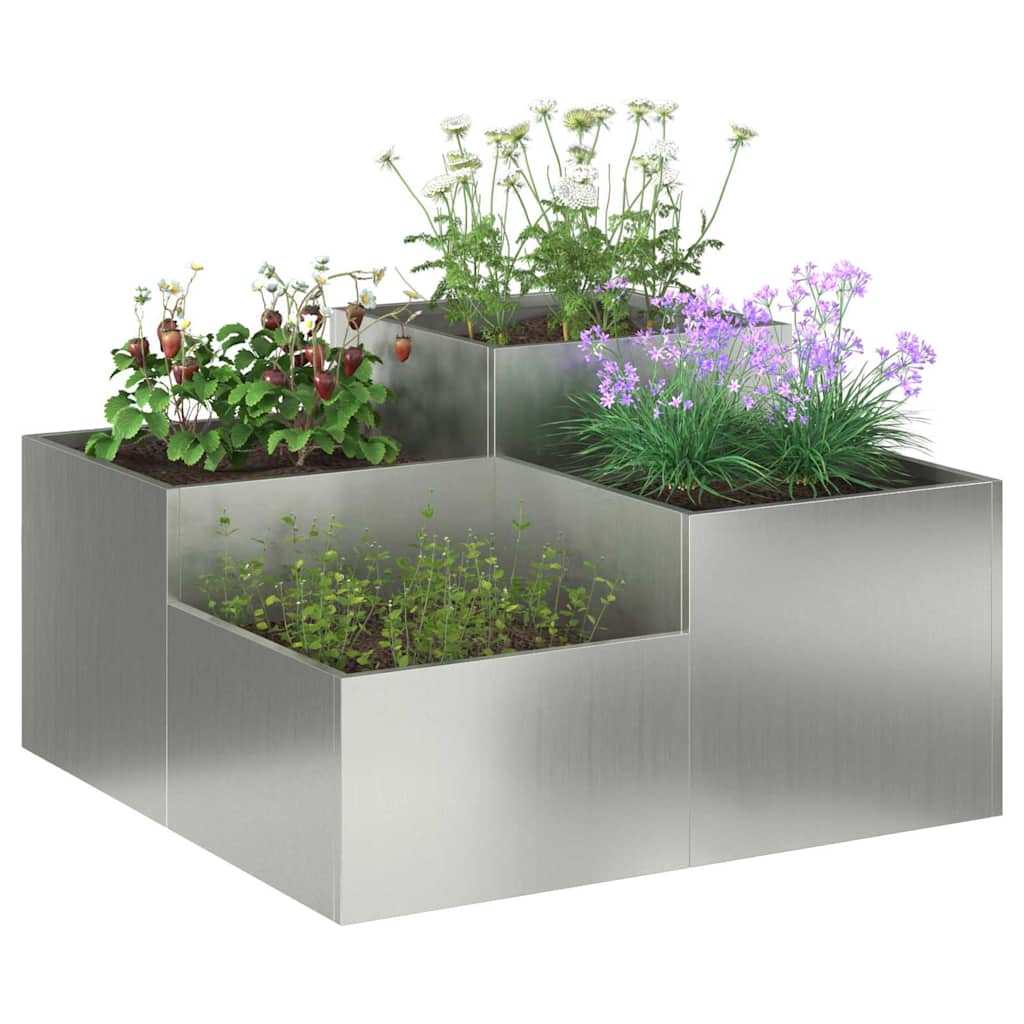 Garden Planter Silver 80 X 80 X 48 Cm Galvanized Steel