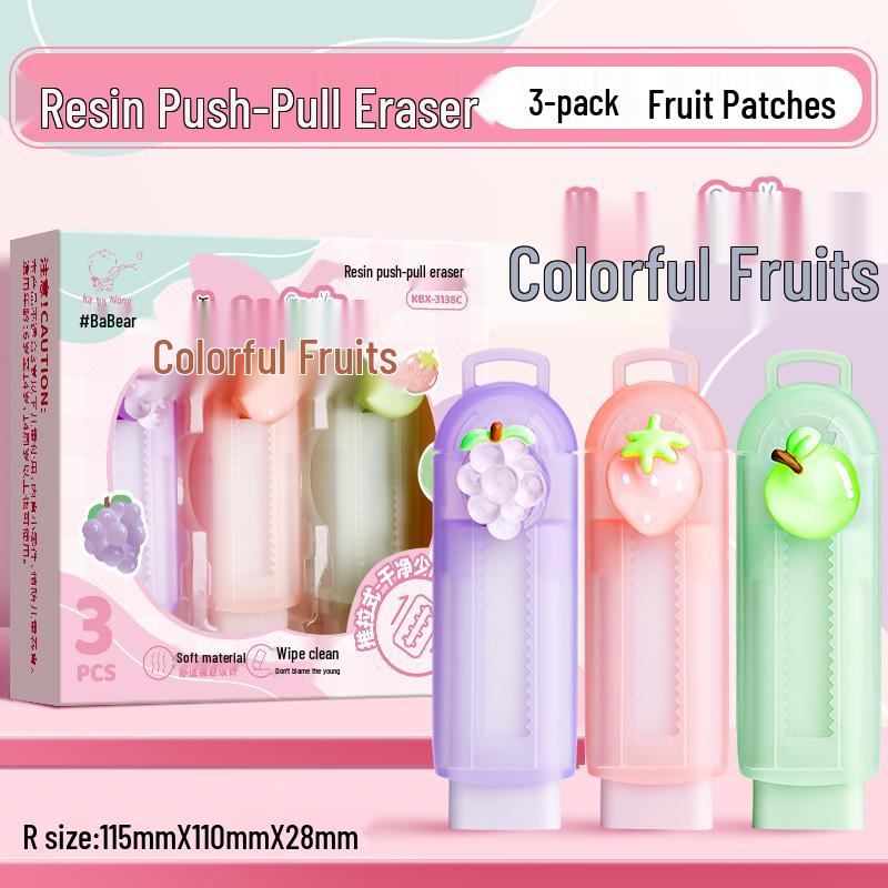 

Kaba Bear 3D Snap-Lock Pull-Along Eraser Set for Elementary Students – Non-Marking, Cartoon Design