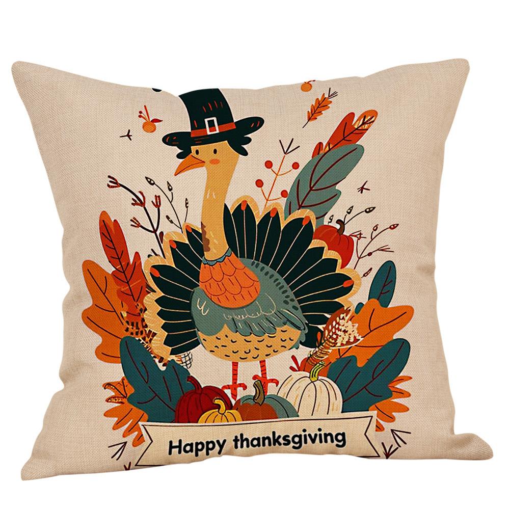 Cartoon Turkey Pattern Throw Pillow Covers With Digital Printing Of Short Plush Fabric Car-Shaped Sofa Cushion Office Home Decor