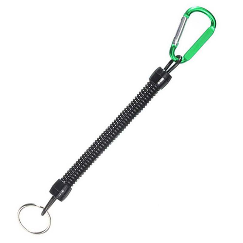 1Pc Tactical Retractable Spring Elastic Rope Portable Fishing Lanyards Outdoor Hiking Camping Carabiner Anti-Lost Phone Keychain