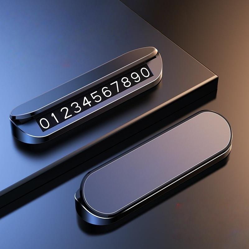 1Pc Car Temporary Parking Number Plate Hidden Car Phone Plate Car Metal Parking Card Ornament Gift