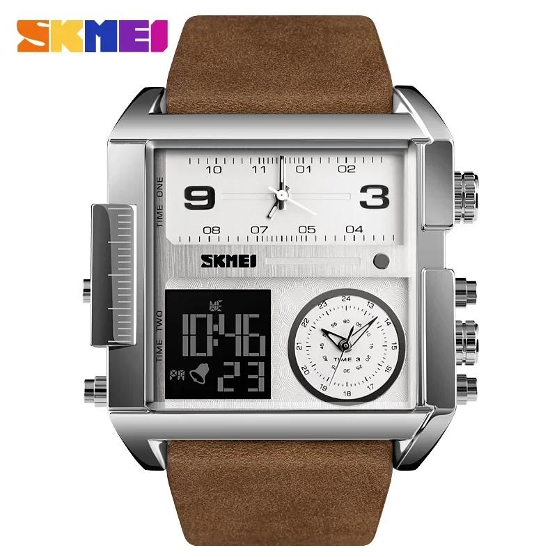 SKMEI Mens Quartz Movement Watches Clock reloj hombre 3 Time Men Sports Watch Top Luxury Brand Military Digital Wristwatch 1391