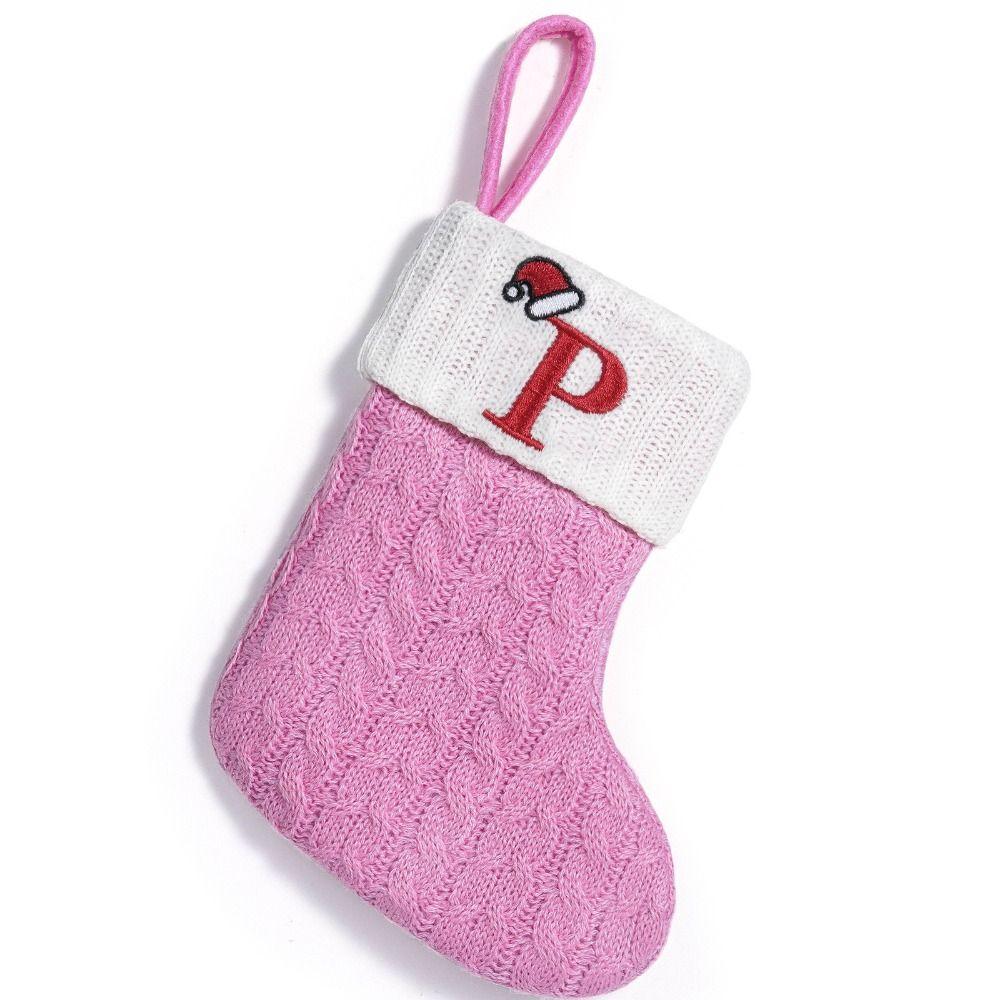Thickened Christmas Alphabet Knitted Socks Large Capacity Candy Gift Bags  Xmas Gift
