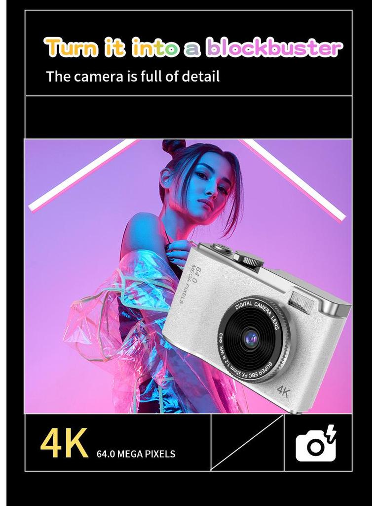 4K Retro CCD Portable Camera for Students - Children's Day Gift