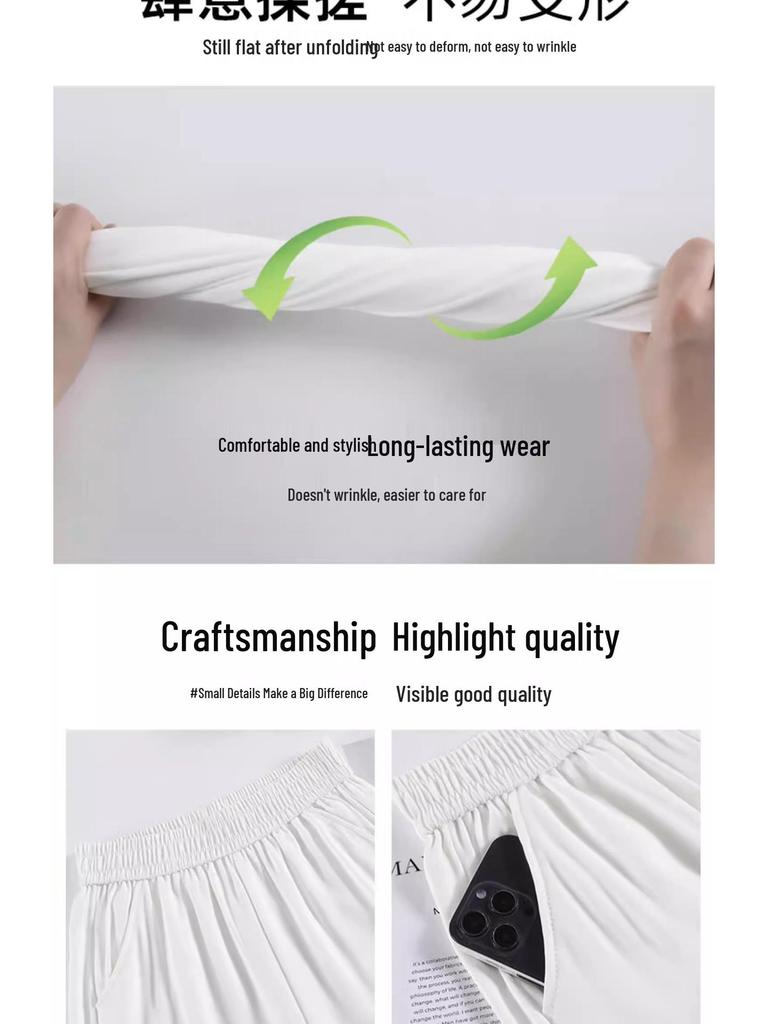 Drapey High-Waisted Slimming White Pants - Summer Versatile Casual Wear for Women