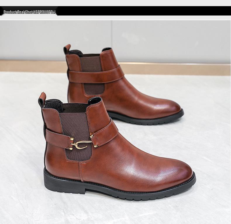 Herren British Style Leder Slipper Stiefel - Große Größe 46, Business Casual, Herbst/Winter Mode