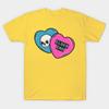 Asian Size Cotton Unisex Tshirt Print T-shirt Elder Emo Blue And Pink Candy Hearts T-shirt No-Cut Print Regular Fit