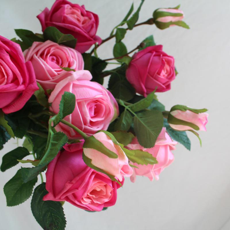 

Handcrafted Rose Bouquet: Silk, Diamond Accents, Red & Pink for Living Room Decor Magenta (Single Branch)