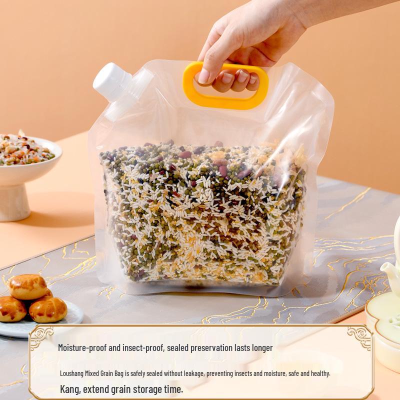 Five Grains & Cereals Moisture-Proof Reusable Storage Bag for Kitchen Flour, Rice & Grain