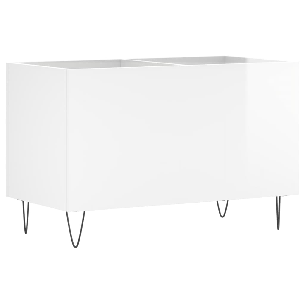 Vinyl Record Cabinet High Gloss White 74.5 X 38 X 48 Cm Engineered Wood