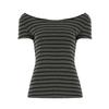 T-shirt a maniche corte a righe off-the-shoulder da donna, maglione casual largo con scollo rotondo, top aderente da abbinare sotto