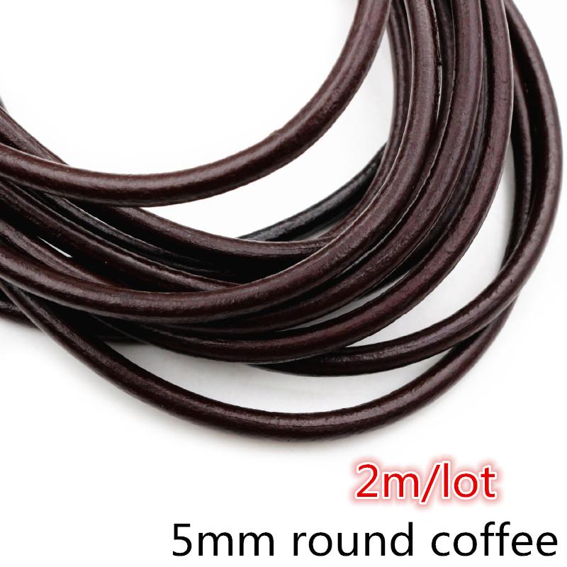 2-5m/lot 1-8mm Genuine Cow Leather Round/Flat Strand Thong Cord DIY Bracelet Findings Rope String For Jewelry Making Accessories