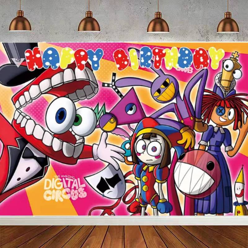The Amazing Digital Circus Printing Design Background Fabric Kids Birthday Decor