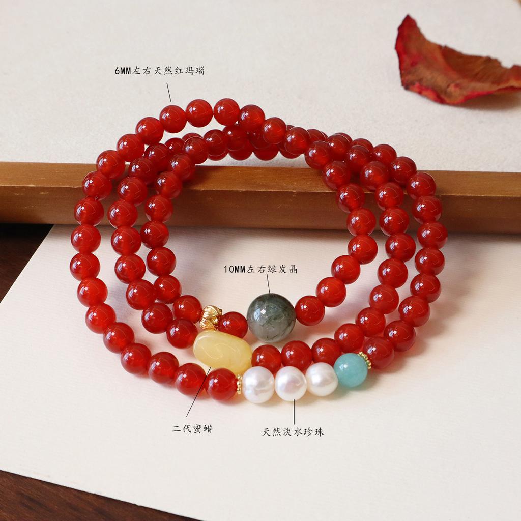 Three-circle Natural Agate Bracelet Bracelet.fashion Women Daily Jewelry Gift