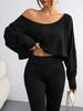 2026 Women'S Black Long Sleeve Blouse T-shirt Casual Asymmetrical Neck Strapless Top for Sporty