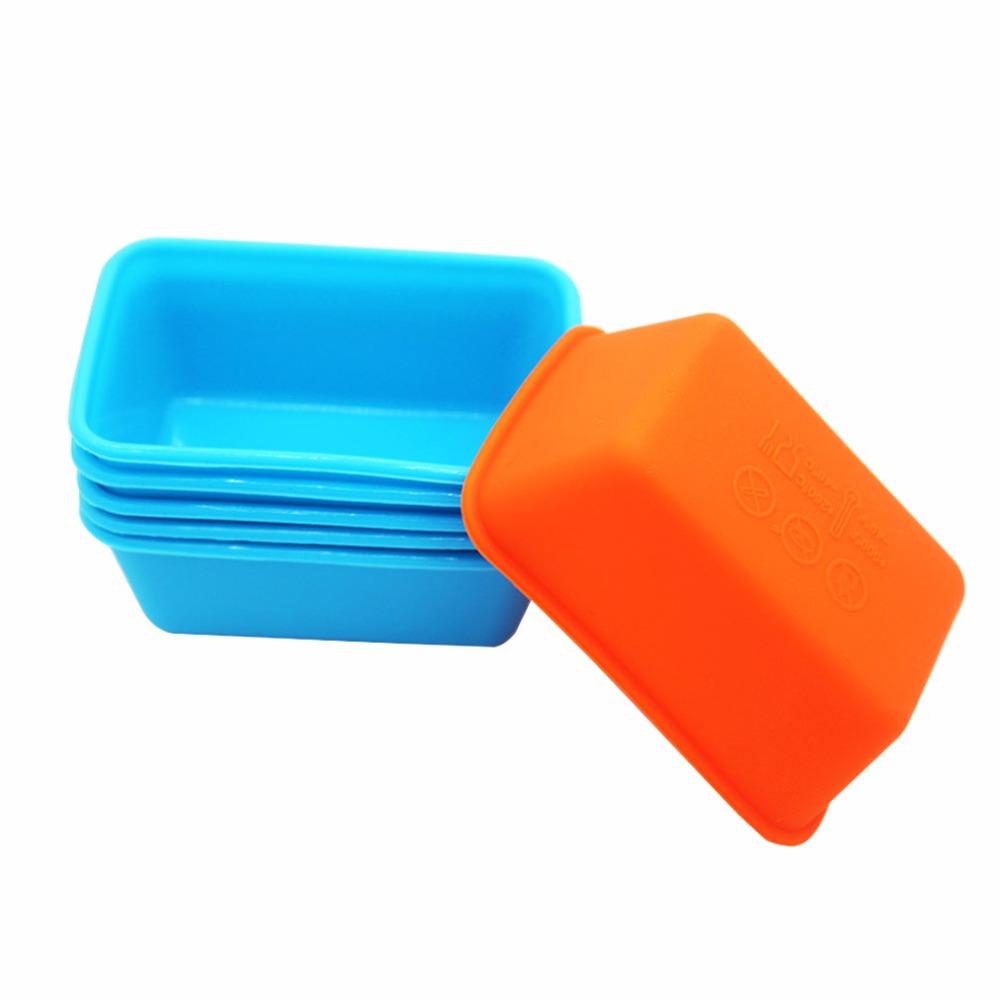 10Pcs Rectangle Silicone Small Loaf Pan Muffin Baking Cups Cupcake Mold Non Stick Easy Clean