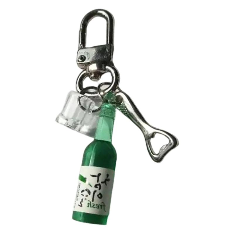 Unique Culture Inspired Beer Soju Bottle Keychain Charm Purse Decoration For Decorative Use And Fun Personalization