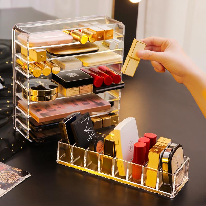 Clear Acrylic Makeup Organizer: Lipstick, Eyeshadow, Blush & More