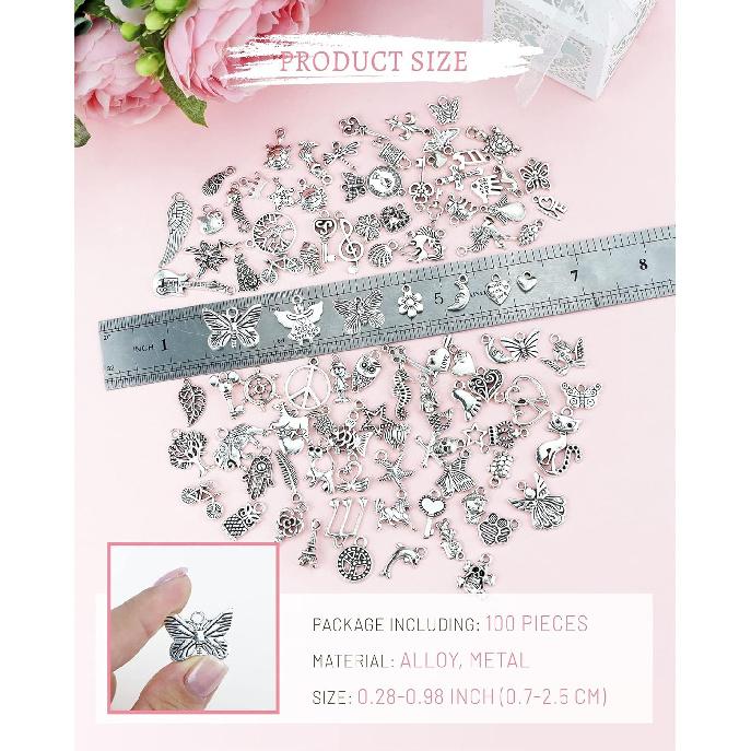 

JIALEEY Оптом Великі Партії Виготовлення Прикрас Срібні Шарми Змішані Гладкі Тибетське Срібло Металеві Шарми Підвіски DIY для Намиста Браслета Виготовлення Прикрас