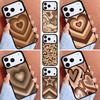 Latte Love Brown Heart Aesthetic Phone Case for iPhone 17ProMax 12 13 14 15 16e 17 Pro Max Plus Air Cover