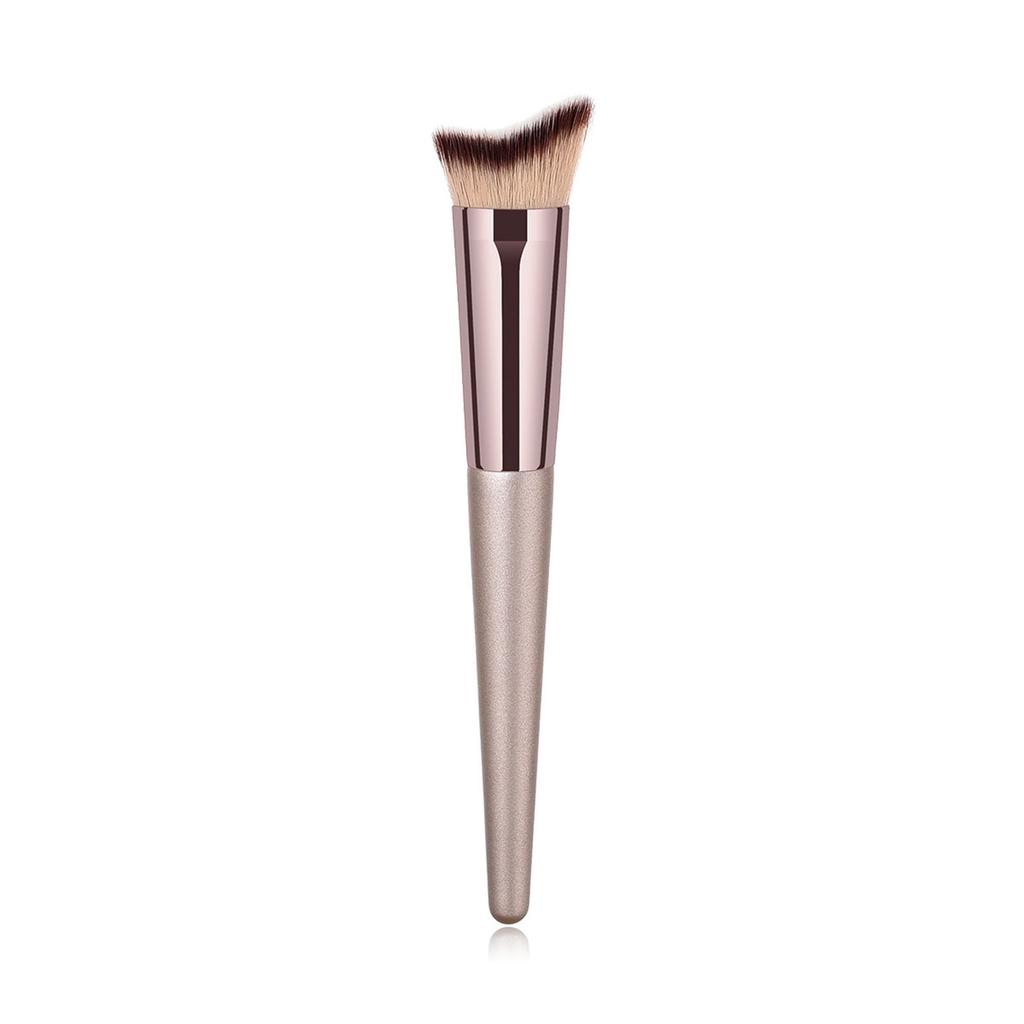 Champagne Gold Angled Makeup Brush For Flawless Concealer Application Soft Synthetic Bristles Powder Buffing Brush