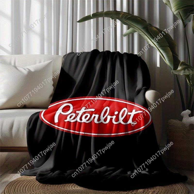 Heavy-Duty for PETERBILT Logo Throw Blanket Trucking Industry Design All-Season Soft Polyester Flannel-like Blanket for Campi