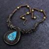 Tibetan Turquoise Gemstone Handmade Copper Wire Wrap Jewelry Necklace 18" i5q81