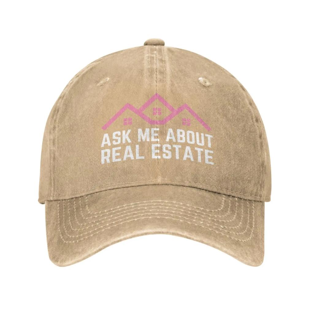 Ask Me About Real Estate Hats Trucker Hat for Men Women Dad Baseball Cap