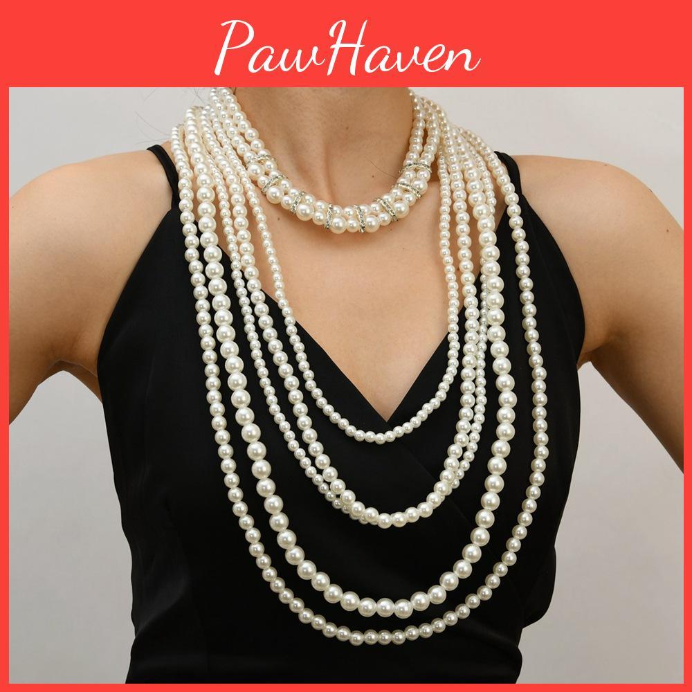 Geometriskt pärlhalsband med strassdekorationer för festkvinnor