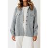 Womens Solid Color Diamond Pocket Casual Buttoned Collared Jacket