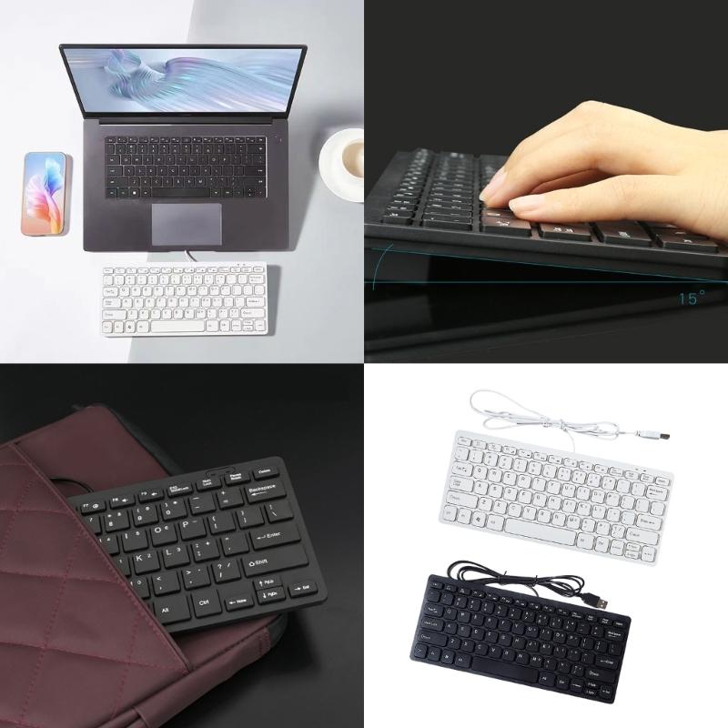 Tastaturi Mini Slim cu Fir USB 78 Taste Ergonomice pentru Afaceri Birou Desktop Laptop
