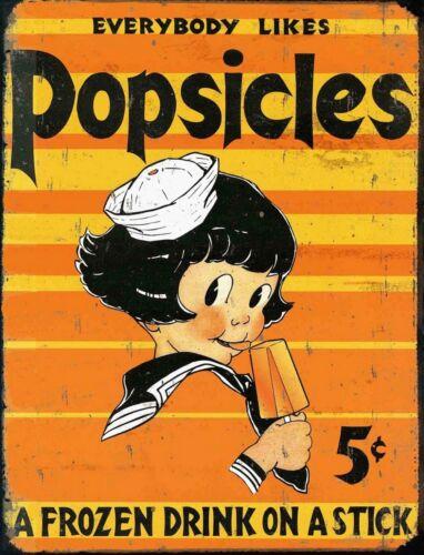 

TIN SIGN Popsicle Girl Dessert Vintage Garage Wall Decor Dessert Diner SweAluminum 20x30cm（7.8x11.8inch）